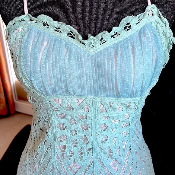 Betsey Johnson 4 lace bohemian cocktail sea foam aqua - Picture 2 of 7